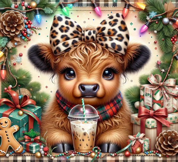 20 oz Christmas Higland cow tumbler - Image 16