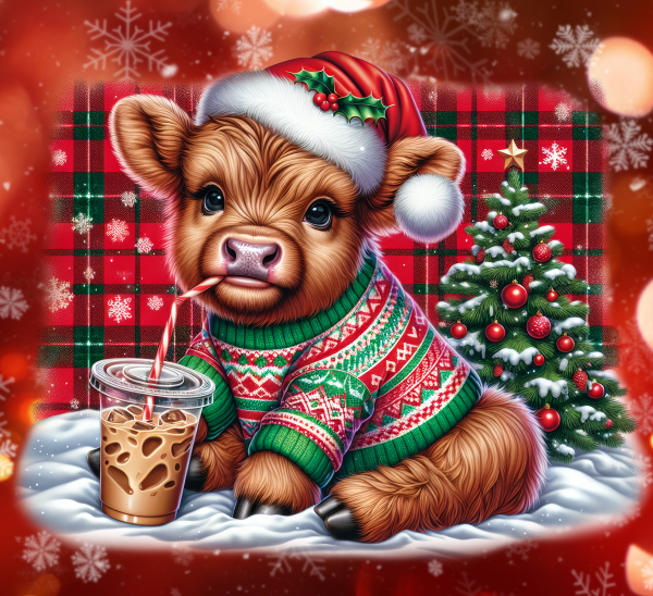20 oz Christmas Higland cow tumbler - Image 15