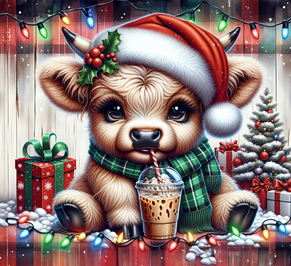 20 oz Christmas Higland cow tumbler - Image 9