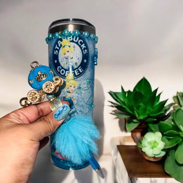 Cinderella bundle set (20 oz Stainless steel snowglobe tumbler plus fancy pen)