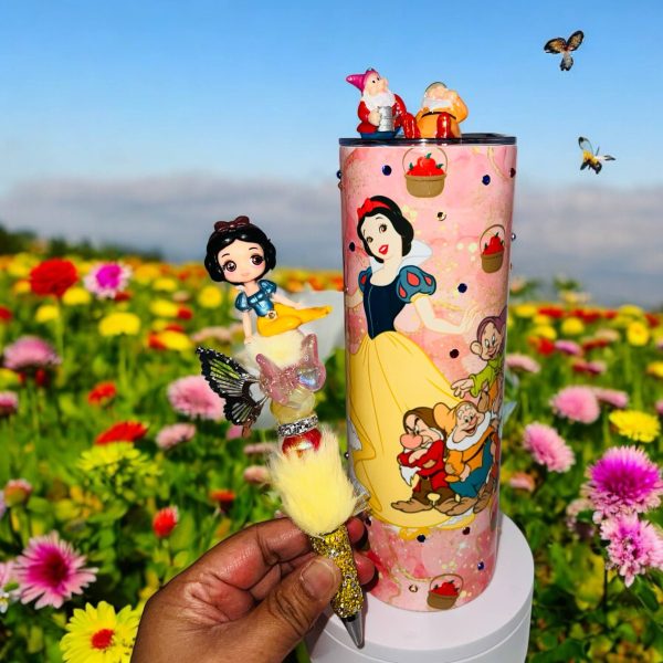 Snow White inspired 20 oz stainless steel tumbler plus fancy beaded pen