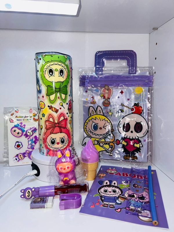 Labubu inspired 20 oz stainless steel tumbler plus Labubu goody bag